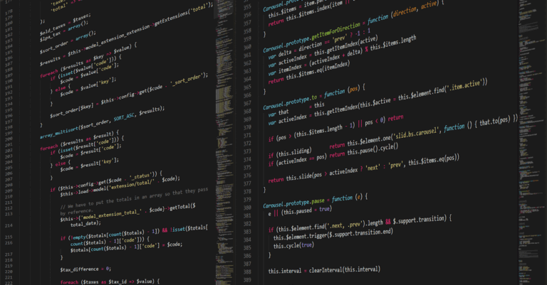 Close-up view of programming code in a text editor on a computer screen.